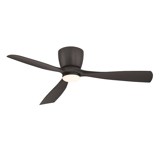 Fanimation Klinch 52in 3-Blade Ceiling Fan with LED Light | Black and Opal Frosted Glass | Indoor/Outdoor Living Room & Bedroom | Model FPS7679BL