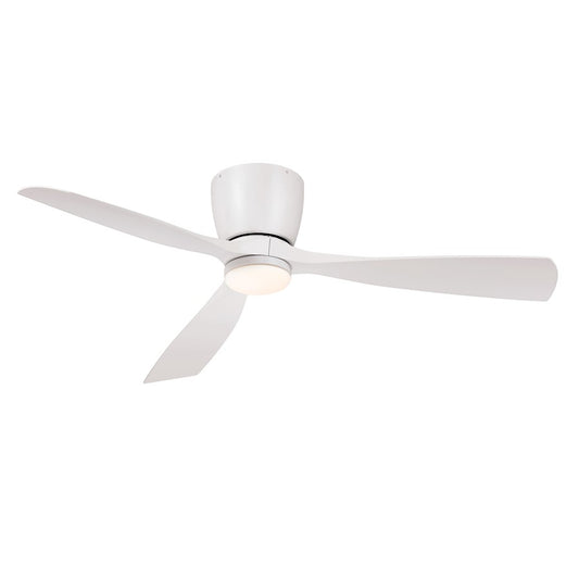 Fanimation Klinch 52in 3-Blade Ceiling Fan | Matte White and Opal Frosted Glass | Indoor & Outdoor Damp Rated | 1600 Lumens 3000K | Model FPS7679MW