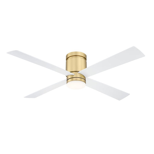 Fanimation Kwartet 52in 4-Light Ceiling Fan | Contemporary Brushed Satin Brass and Opal Frosted Glass | Living Room & Bedroom | Model FPS8553BS