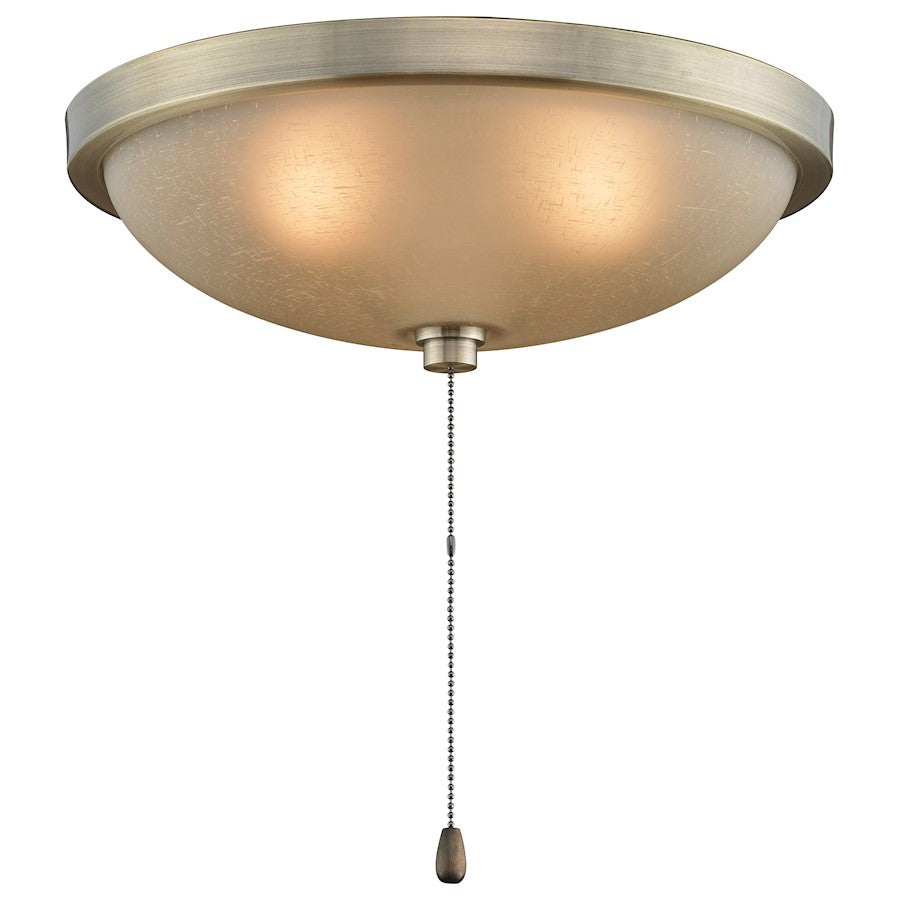 Fanimation 11in 3-Light Ceiling Fan Light Kit | Antique Brass and Amber Glass | Kitchen & Living Room Fan Light | Model LK124AAB