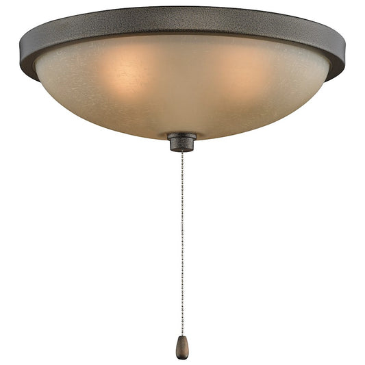 Fanimation 11in 3-Light Ceiling Fan Light Kit | Aged Bronze and Amber Glass | Kitchen & Living Room Fan Light | 11.65 x 11.65 x 6 in | Model LK124AAZ