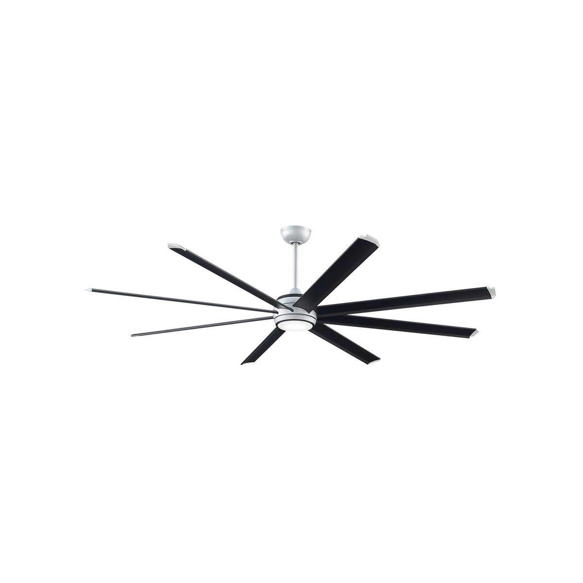 Fanimation Stellar 84in 8-Blade Ceiling Fan | Silver with Black Accents and Opal Frosted LED | Covered Patio & Large Rooms | Model MAD7993SLW