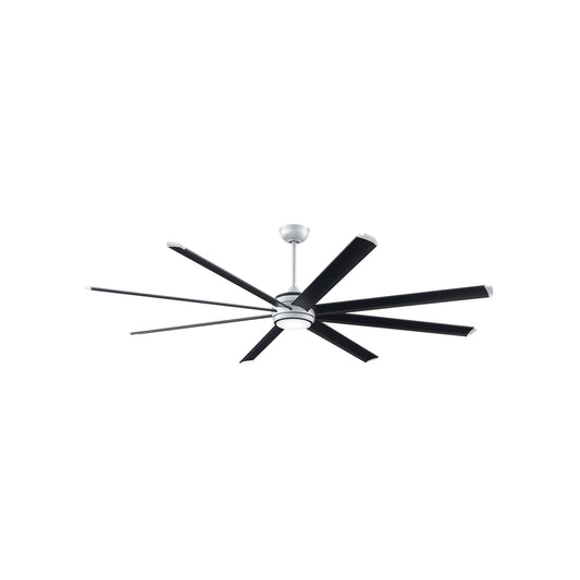 Fanimation Stellar 84in 8-Blade Ceiling Fan | Silver with Black Accents and Opal Frosted LED | Covered Patio & Large Rooms | Model MAD7993SLW