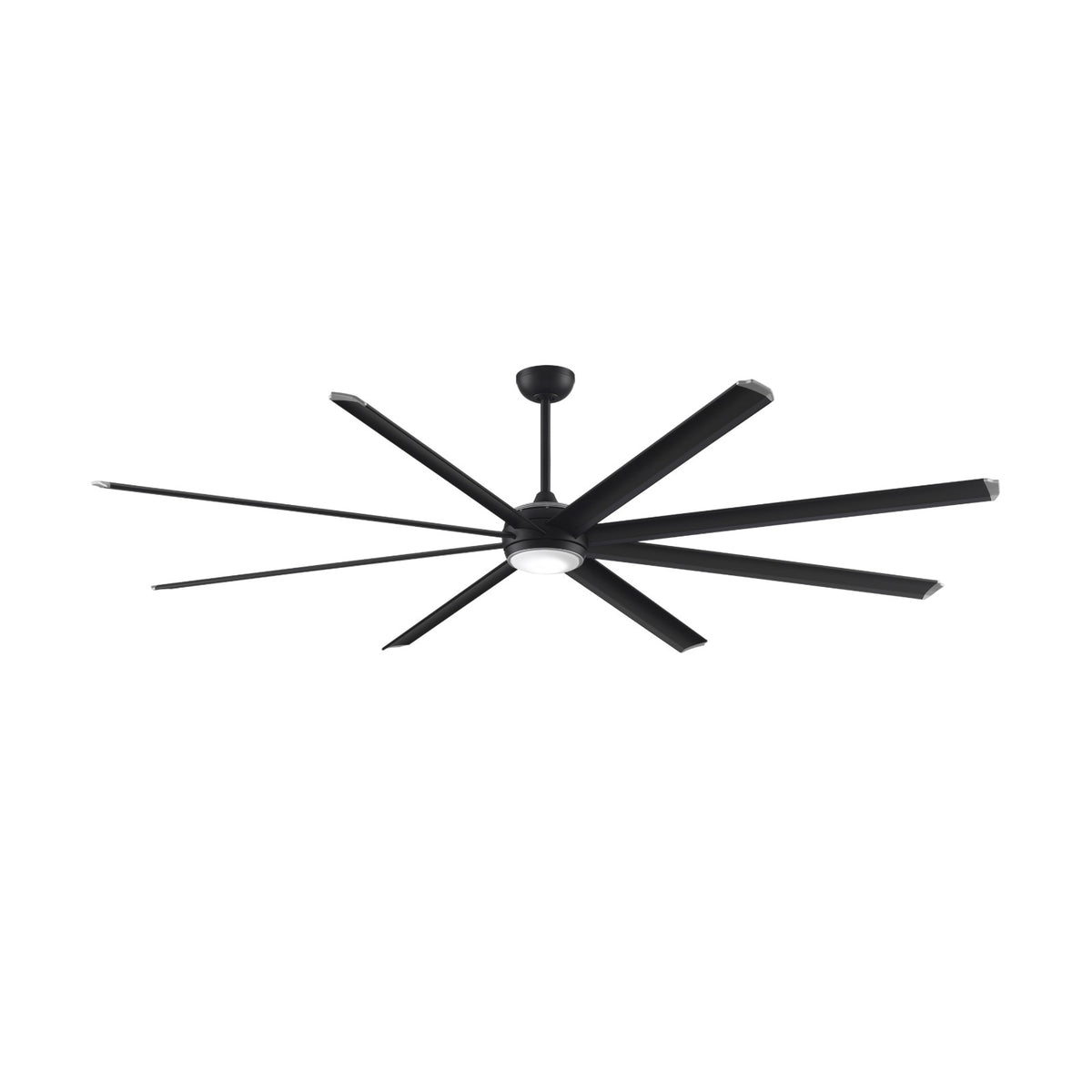 Fanimation Stellar 96in 8-Blade Ceiling Fan | Black Aluminum and Opal Frosted Glass | Covered Patio & Veranda | 96 x 96 x 20 in | Model MAD7998BLW