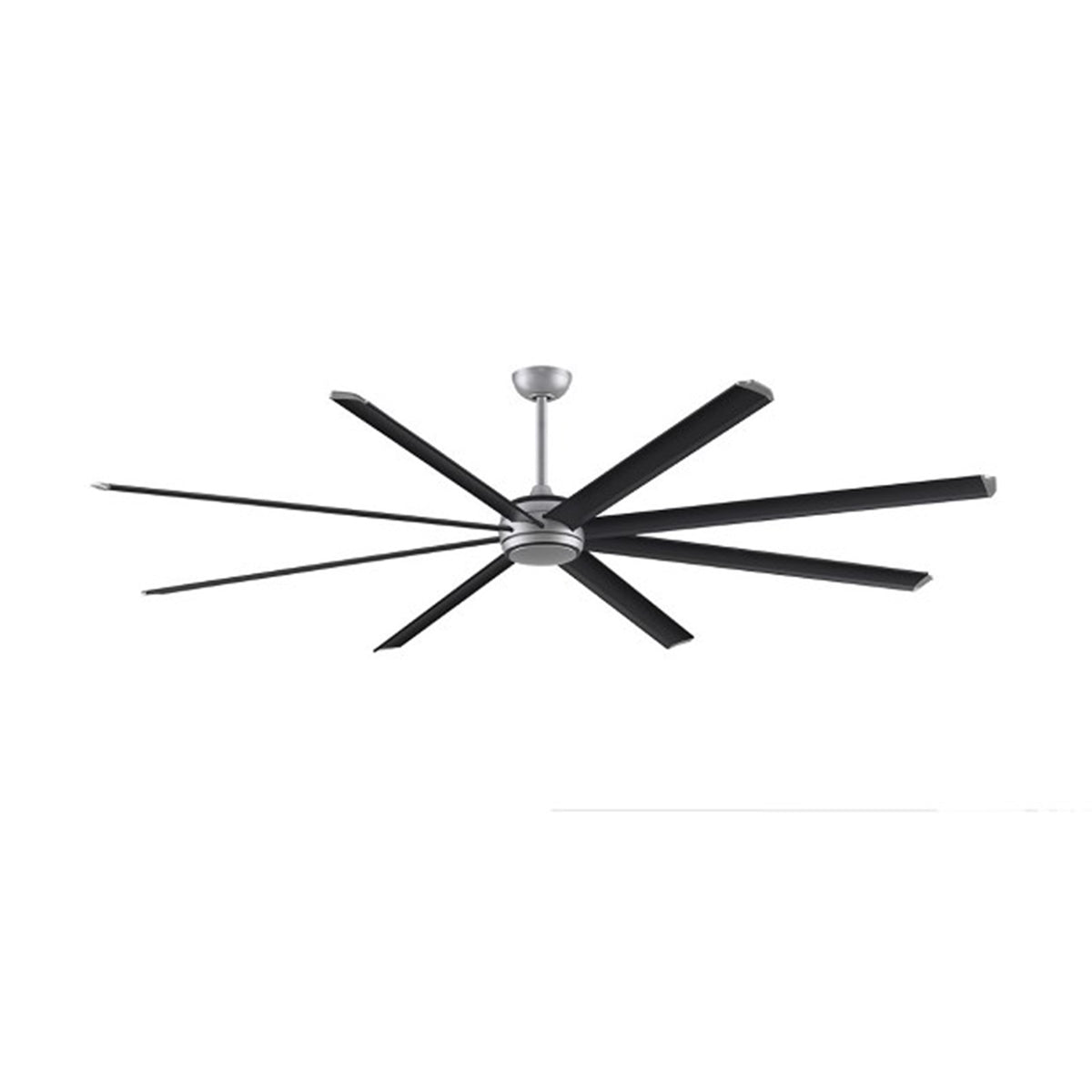 Fanimation Stellar 96in 8-Blade Ceiling Fan | Silver Aluminum and Opal Frosted Glass | Covered Patio & Veranda | 96 x 96 x 20 in | Model MAD7998SLW