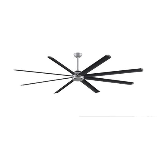 Fanimation Stellar 96in 8-Blade Ceiling Fan | Silver Aluminum and Opal Frosted Glass | Covered Patio & Veranda | 96 x 96 x 20 in | Model MAD7998SLW