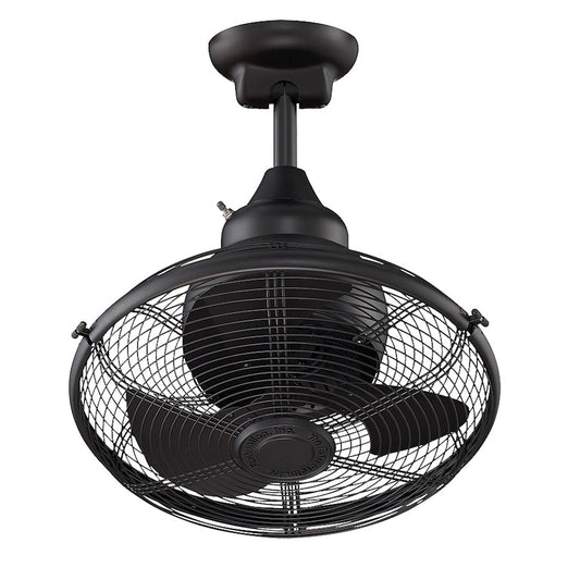 Fanimation Extraordinaire 18in Ceiling Fan | Black Finish with Black Cage | Modern Retro Design for Living Rooms & Bedrooms | Damp | Model OF110BL