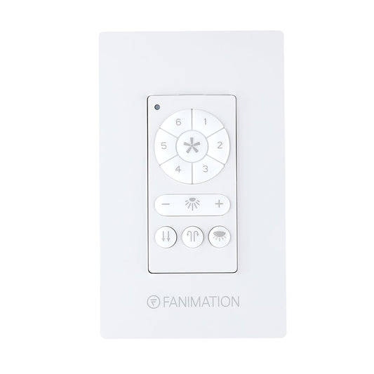 Fanimation TW406 White DC Motor Fan & Downlight Wall Control | 6-Speed, Infinite Light | Bedroom & Living Room | 4.57in H | Model TW406