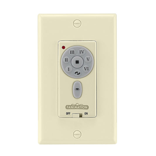 Fanimation TW40LA Wall Transmitter for DC Motor Ceiling Fans | Light Almond Finish | Control Speed, Reverse & Dim | 4.72in H | Model TW40LA