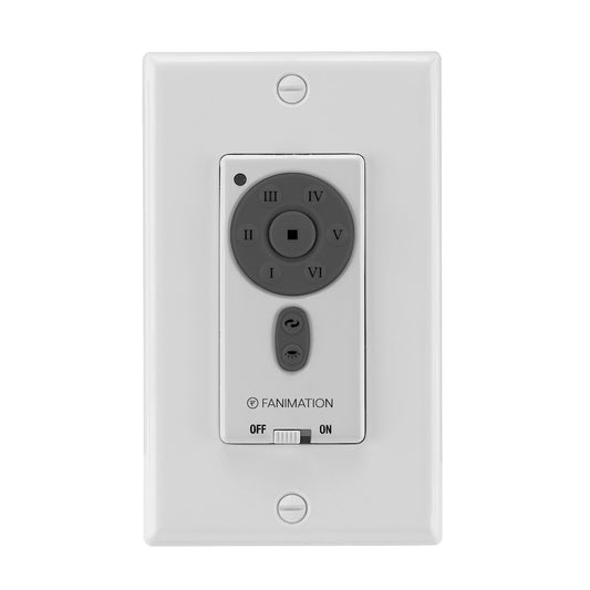 Fanimation TW40WH Wall Transmitter for DC Motor Ceiling Fans | White Finish | Control Speed, Reverse & Dim | 4.72in H | Model TW40WH