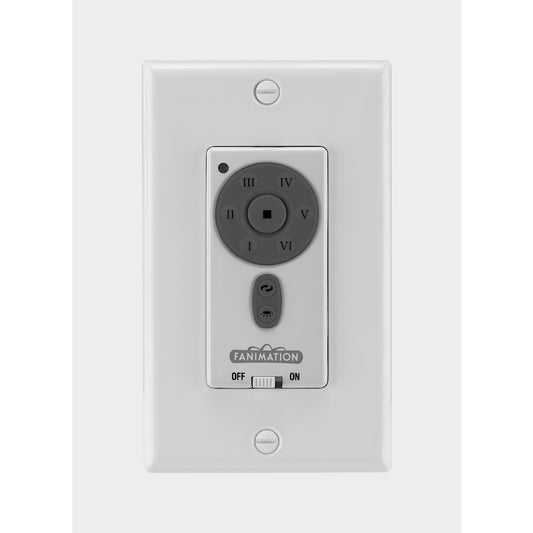 Fanimation TW42WH Wall Transmitter for DC Motor Ceiling Fans | White Finish | Control Speed, Reverse & Dim | 4.72in H | Model TW42WH