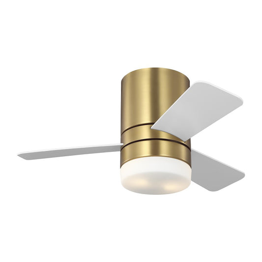 Generation Lighting Era 32 Hugger LED Fan, Brass/White/Light Kit - 3ERHR32BBSD