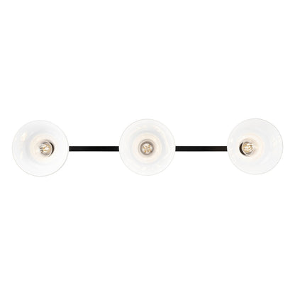 Golden Lighting Carver 35in 3-Light Semi-Flush Mount | Industrial Matte Black and Vintage Milk Glass | Entryway & Foyer | Model 0305-3SF BLK-VMG