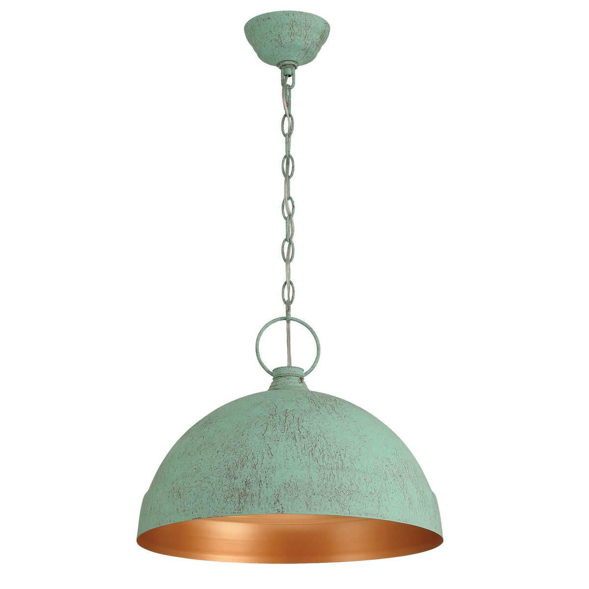 Golden Lighting Lincoln 16in 1-Light Pendant | Farmhouse Green Patina Steel | Kitchen Island & Dining Room | 16.75 x 16.75 x 14 in | Model 0318-L GP
