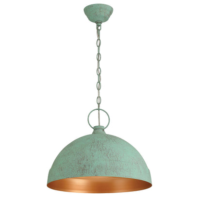 Golden Lighting Lincoln 16in 1-Light Pendant | Farmhouse Green Patina Steel | Kitchen Island & Dining Room | 16.75 x 16.75 x 14 in | Model 0318-L GP