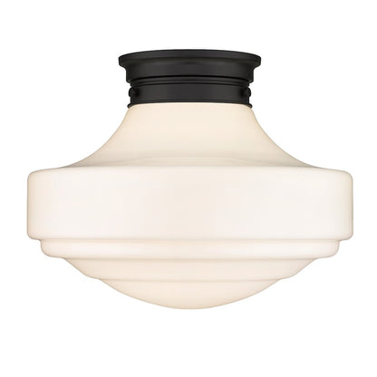 Golden Lighting Ingalls 1 Light Semi-Flush, Black/Vintage Milk