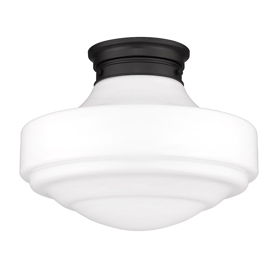 Golden Lighting Ingalls 1 Light Semi-Flush, Black/Vintage Milk