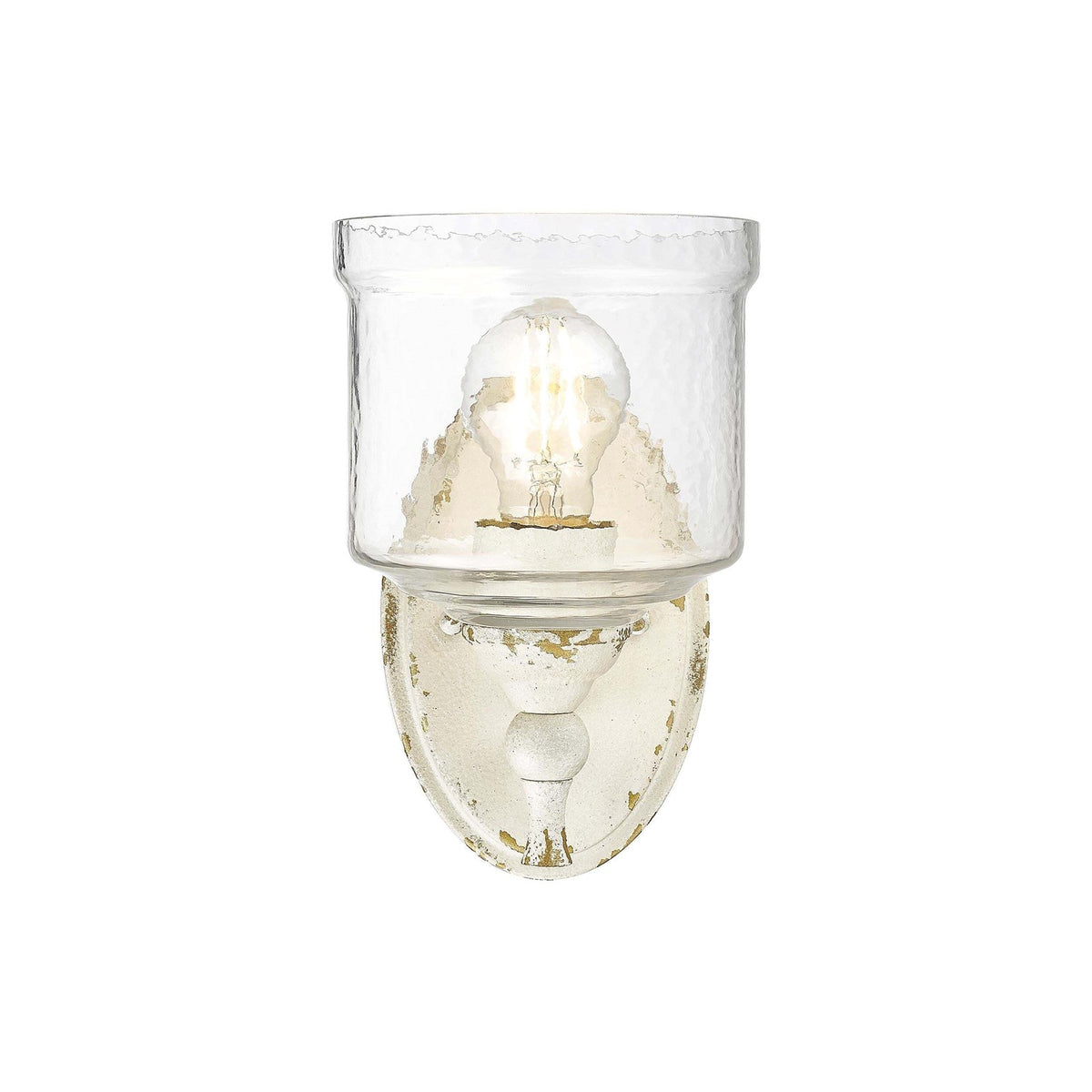 Golden Lighting Keating 1-Light Wall Sconce | Country Farmhouse Antique Ivory and Hammered Water Glass | Bathroom & Hallway | Model 0806-1W AI-HWG