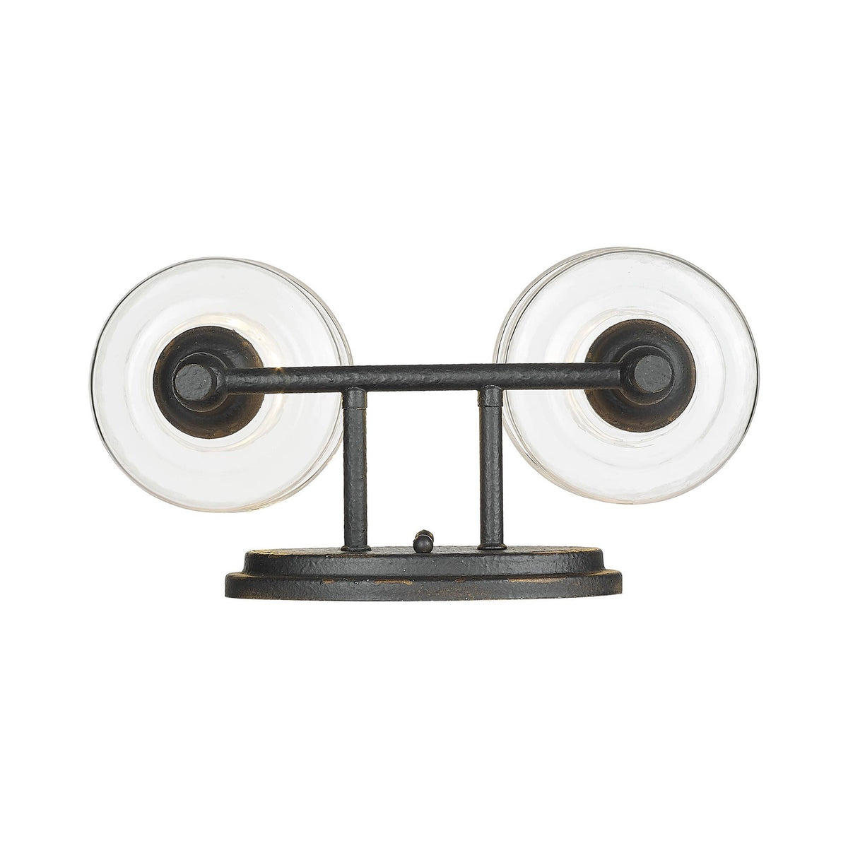 Golden Lighting Keating 15in 2-Light Vanity Light | Country Farmhouse Antique Black Iron and Hammered Water Glass | Bathroom | Model 0806-BA2 ABI-HWG
