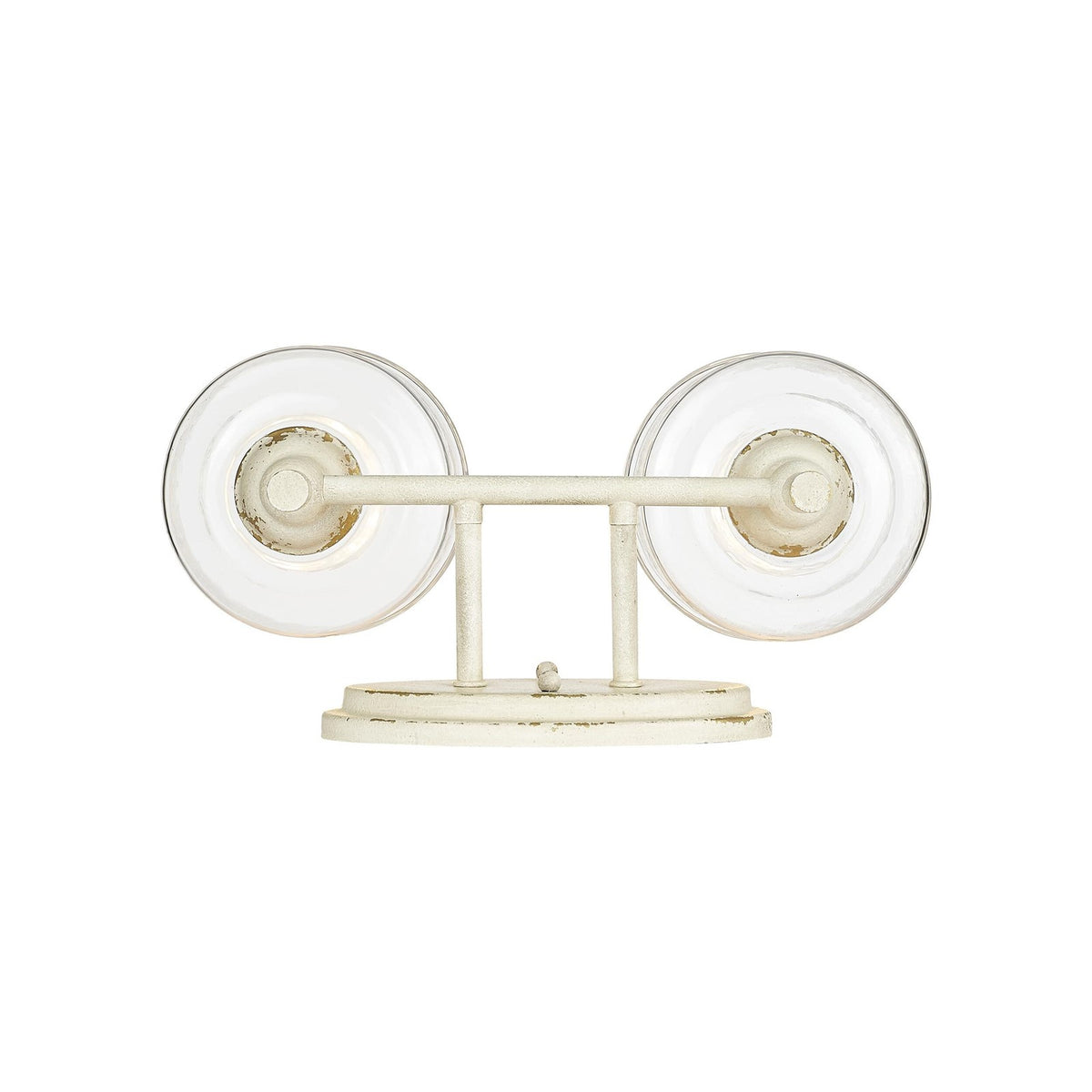 Golden Lighting Keating 15in 2-Light Vanity Light | Country Farmhouse Antique Ivory and Hammered Water Glass | Bathroom | Model 0806-BA2 AI-HWG