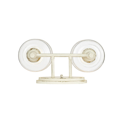 Golden Lighting Keating 15in 2-Light Vanity Light | Country Farmhouse Antique Ivory and Hammered Water Glass | Bathroom | Model 0806-BA2 AI-HWG