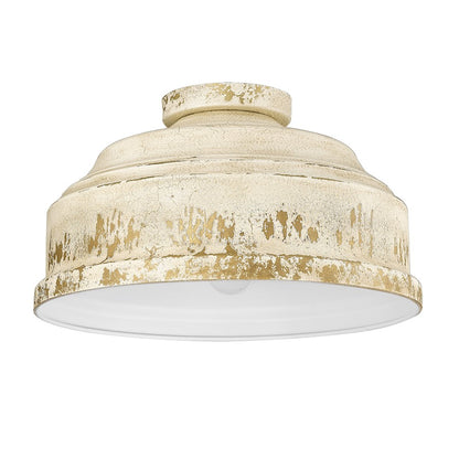 Golden Lighting Keating 3 Light Flush Mount, Antique Ivory