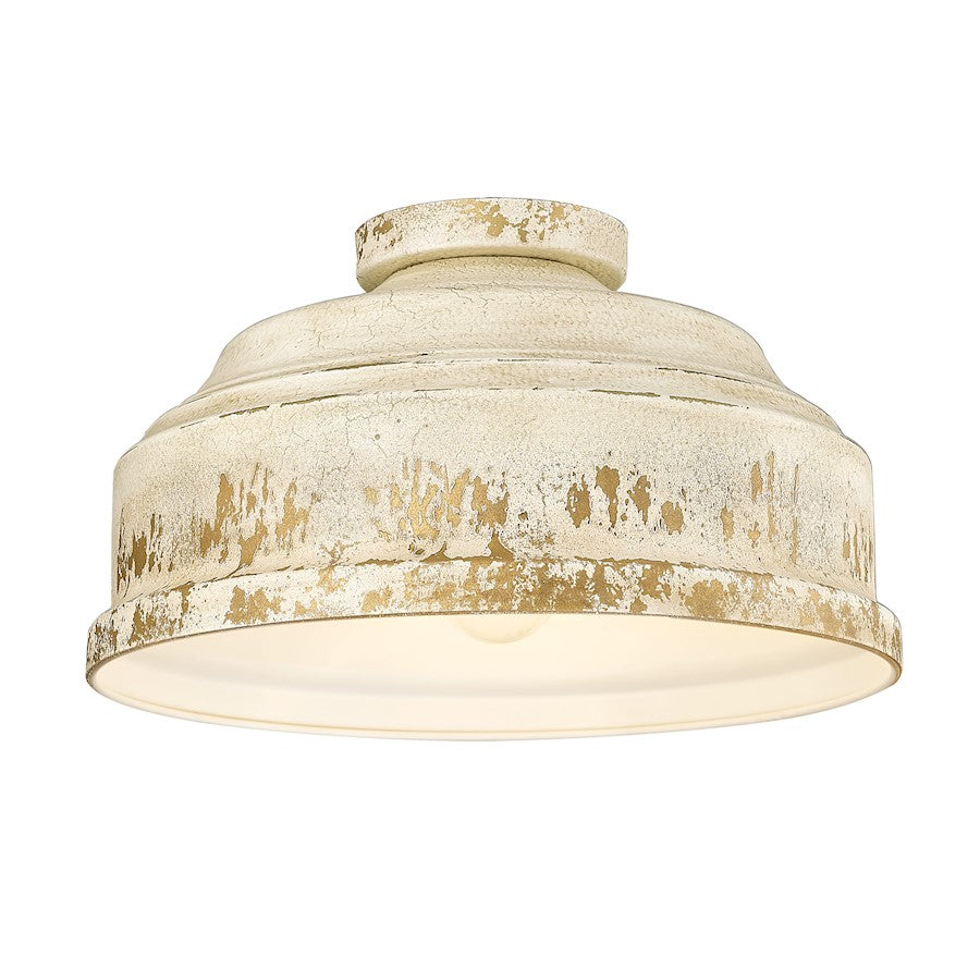 Golden Lighting Keating 3 Light Flush Mount, Antique Ivory