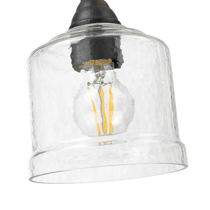 Golden Lighting Keating 6in 1-Light Pendant | Country Farmhouse Antique Black Iron and Hammered Water Glass | Kitchen | Model 0806-M1L ABI-HWG