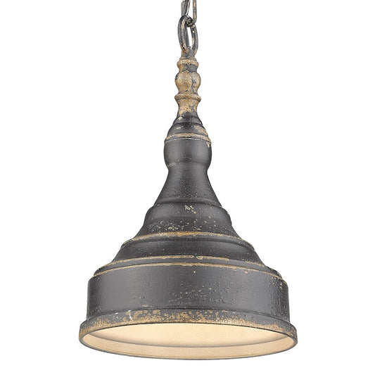 1 Light Mini Pendant, Antique Black Iron