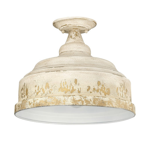 Golden Lighting Keating 3 Light Semi-Flush, Antique Ivory