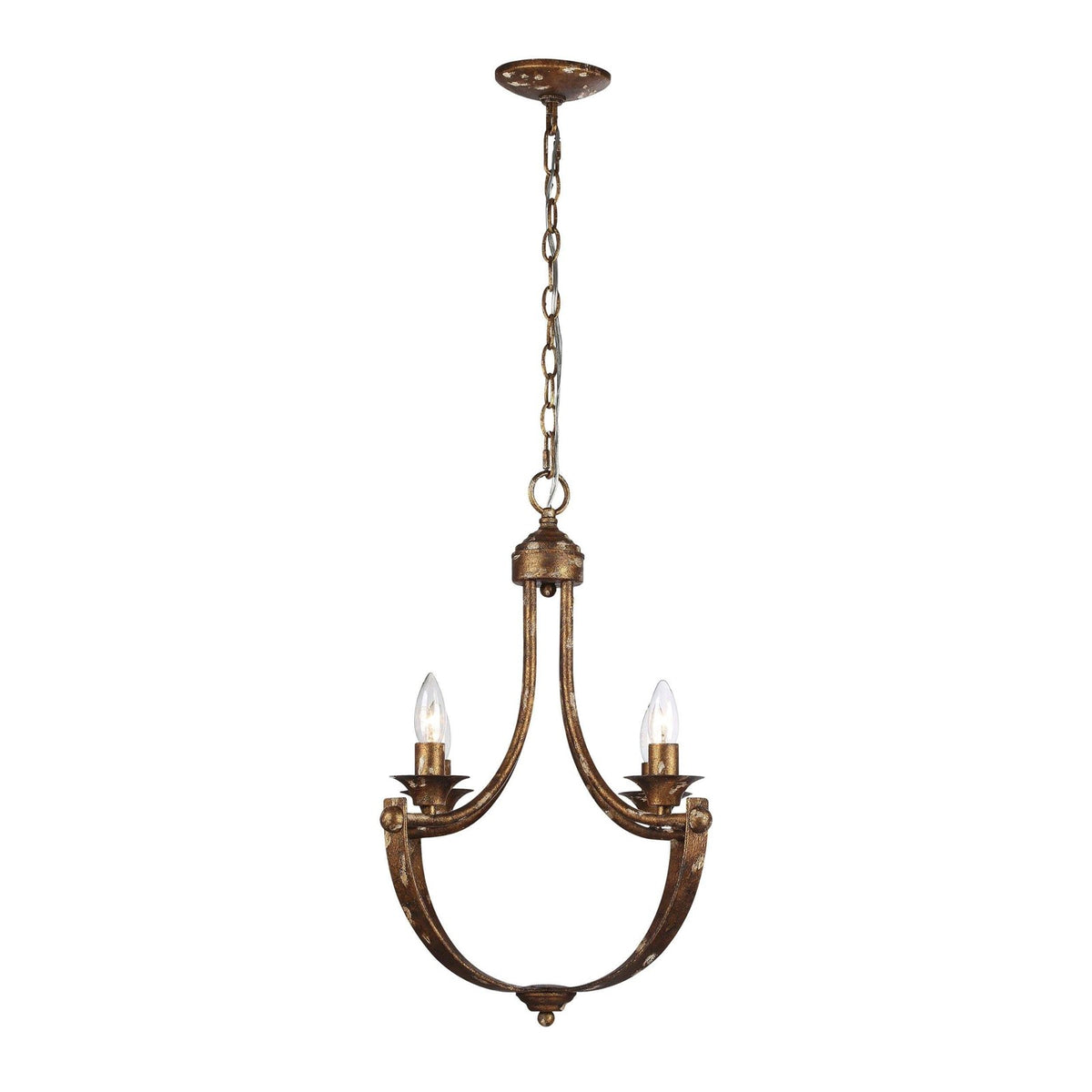 Golden Lighting Victoria 18in 4-Light Chandelier | Traditional Heirloom Gold Steel | Dining Room & Foyer | 18 x 18 x 22.5 in | Model 0815-4 HG
