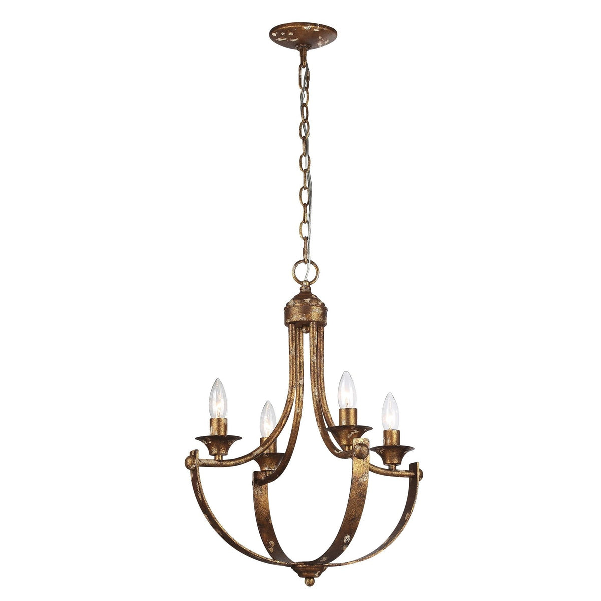 Golden Lighting Victoria 18in 4-Light Chandelier | Traditional Heirloom Gold Steel | Dining Room & Foyer | 18 x 18 x 22.5 in | Model 0815-4 HG