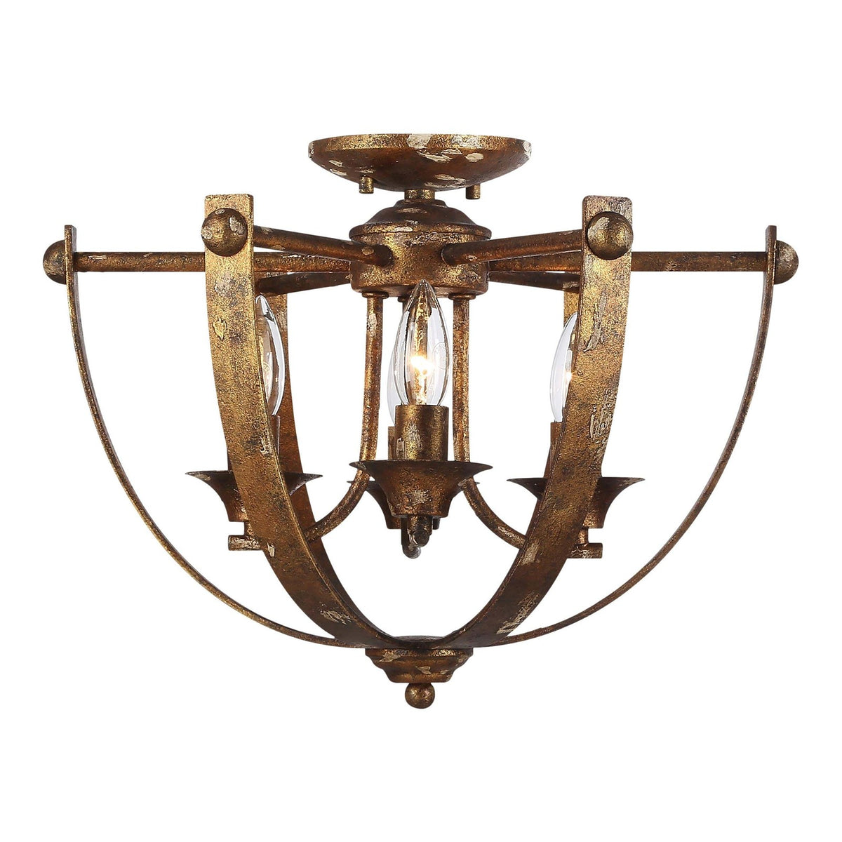 Golden Lighting Victoria 17in 4-Light Semi-Flush Mount | Traditional Heirloom Gold Steel | Entryway & Bedroom | Model 0815-4SF HG