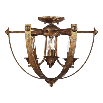 Golden Lighting Victoria 17in 4-Light Semi-Flush Mount | Traditional Heirloom Gold Steel | Entryway & Bedroom | Model 0815-4SF HG