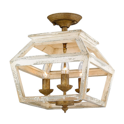 Golden Lighting Haiden 3 Light Semi-Flush, Burnished Chestnut