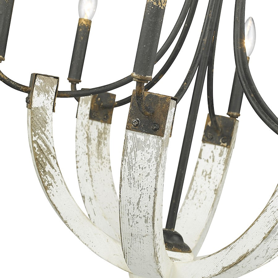 6 Light Chandelier, Antique Black Iron
