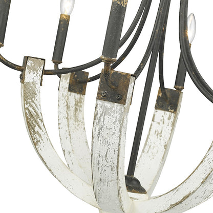 6 Light Chandelier, Antique Black Iron