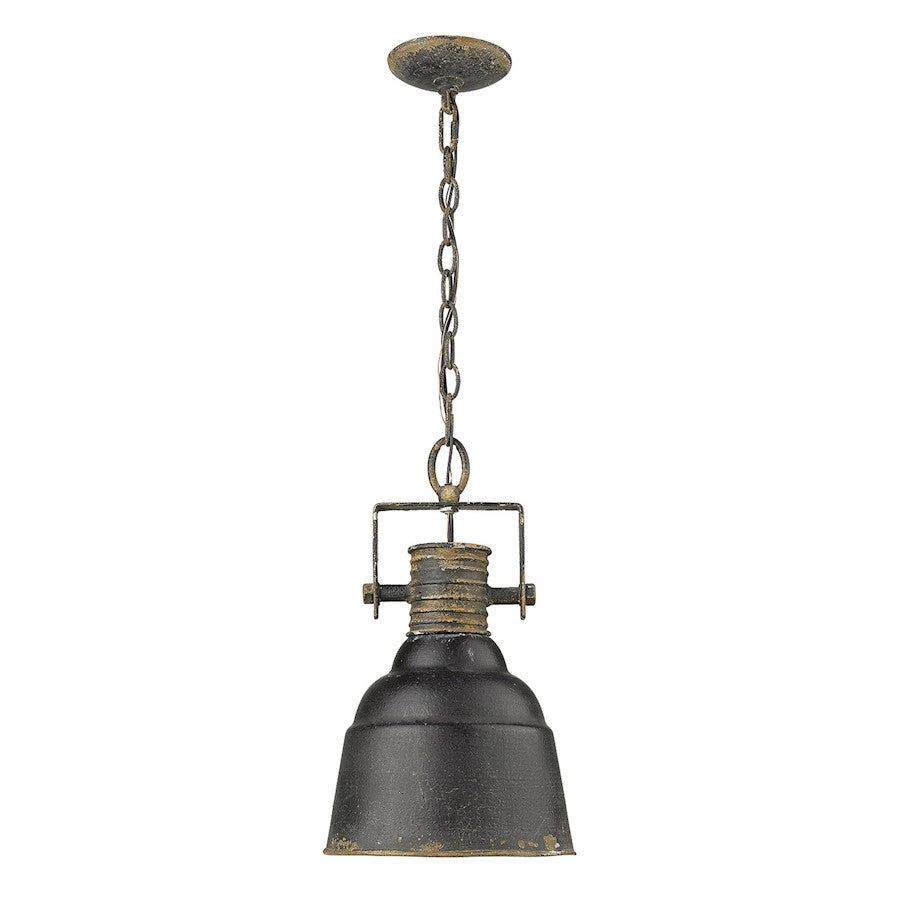1 Light Mini Pendant, Antique Black Iron