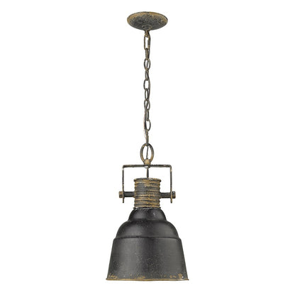 1 Light Mini Pendant, Antique Black Iron