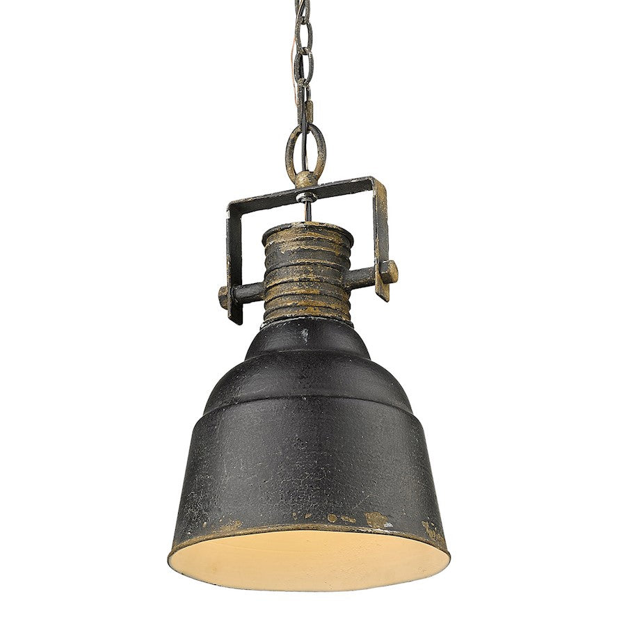 1 Light Mini Pendant, Antique Black Iron