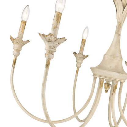 6 Light Chandelier, Antique Ivory