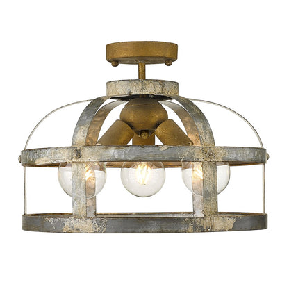 Golden Lighting Bavaria 3 Light Semi-Flush, Colonial Steel