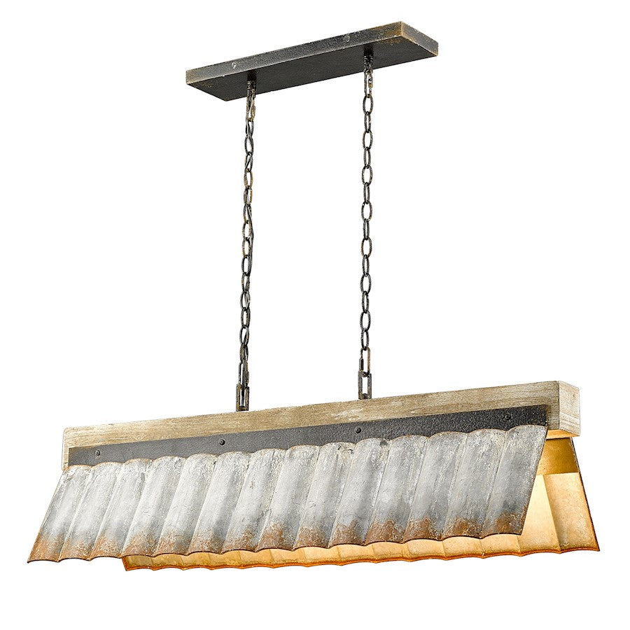 5 Light Linear Pendant, Antique Black Iron