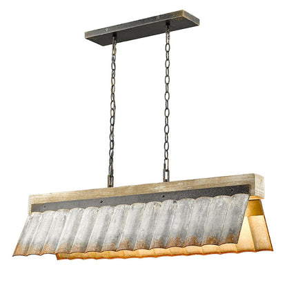5 Light Linear Pendant, Antique Black Iron