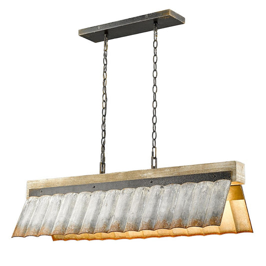 5 Light Linear Pendant, Antique Black Iron