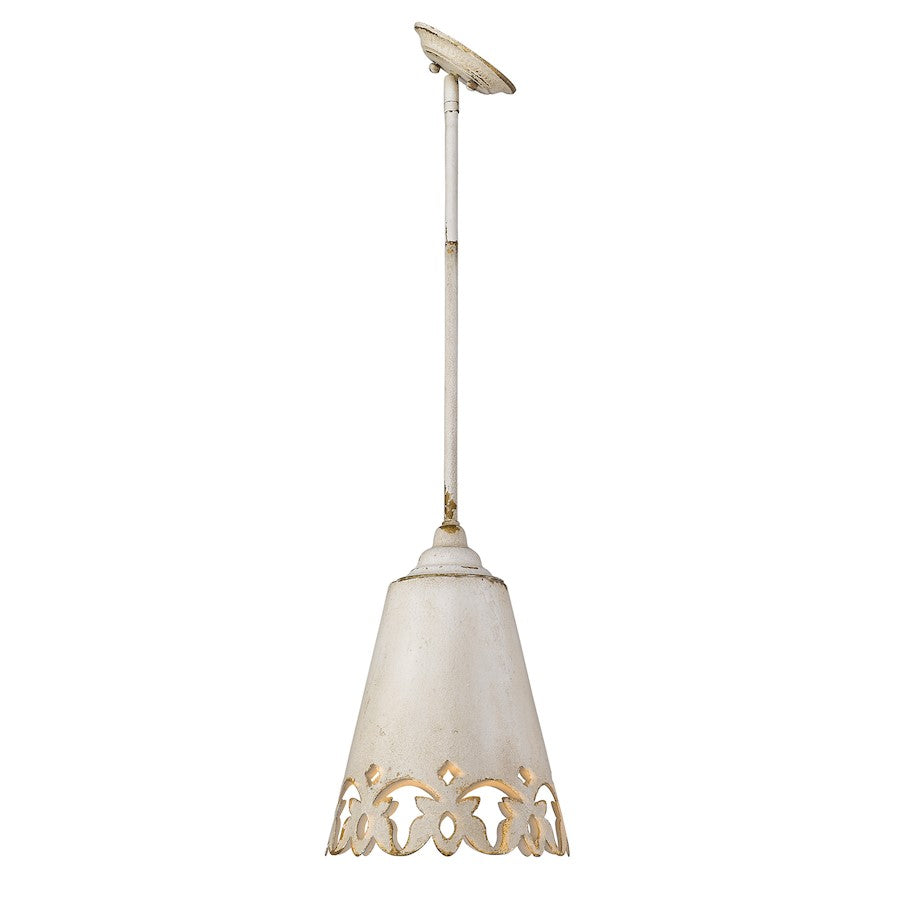 1 Light Small Pendant, Antique Ivory