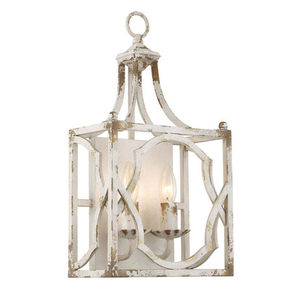 Golden Lighting Laurent 2-Light Wall Sconce | Country Farmhouse Antique Ivory Steel | Hallway & Bathroom | 10 x 5.25 x 18.5 in | Model 0885-2W AI