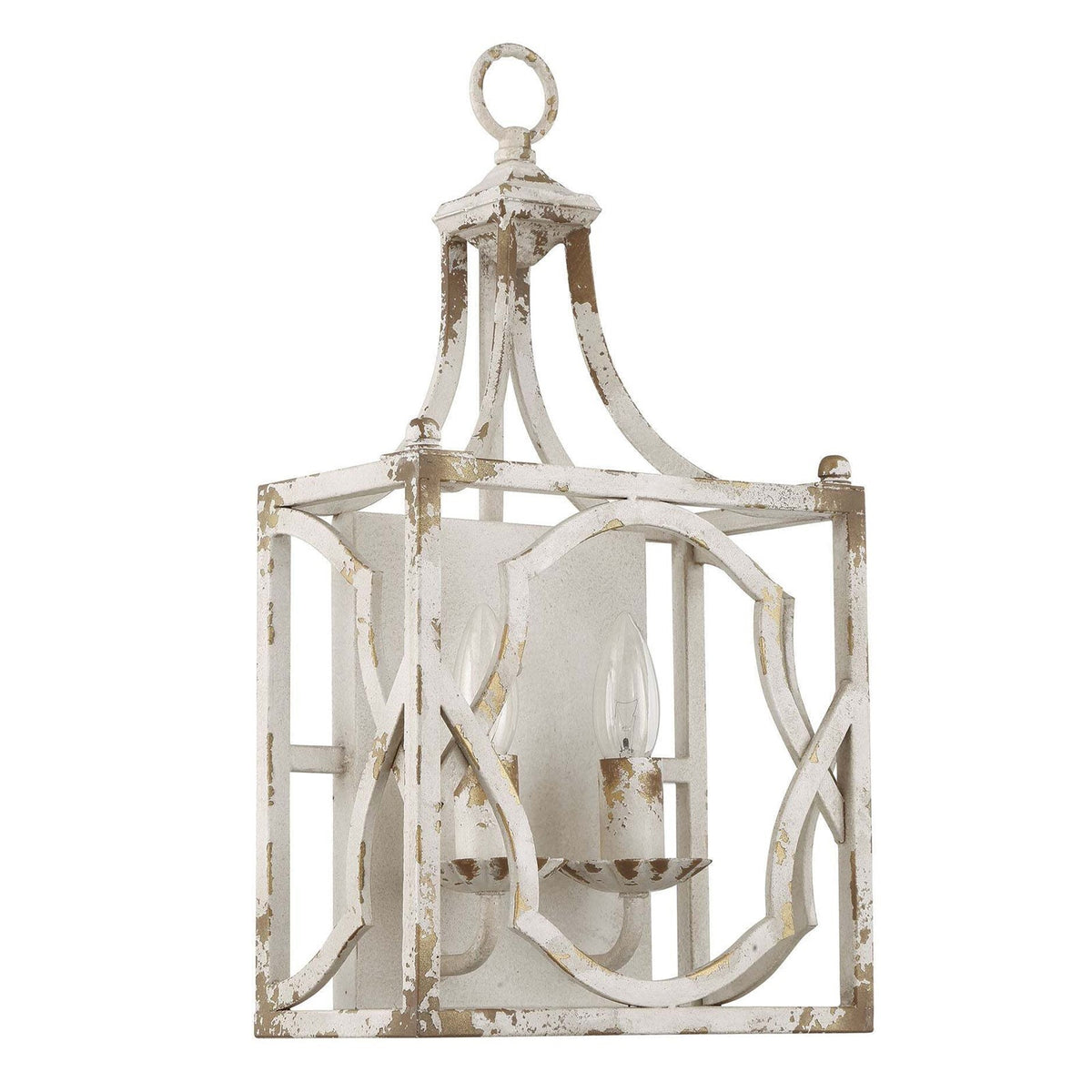 Golden Lighting Laurent 2-Light Wall Sconce | Country Farmhouse Antique Ivory Steel | Hallway & Bathroom | 10 x 5.25 x 18.5 in | Model 0885-2W AI