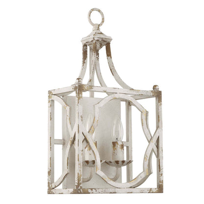 Golden Lighting Laurent 2-Light Wall Sconce | Country Farmhouse Antique Ivory Steel | Hallway & Bathroom | 10 x 5.25 x 18.5 in | Model 0885-2W AI
