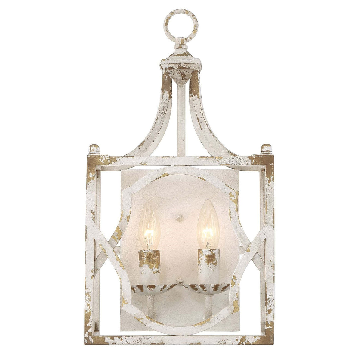 Golden Lighting Laurent 2-Light Wall Sconce | Country Farmhouse Antique Ivory Steel | Hallway & Bathroom | 10 x 5.25 x 18.5 in | Model 0885-2W AI